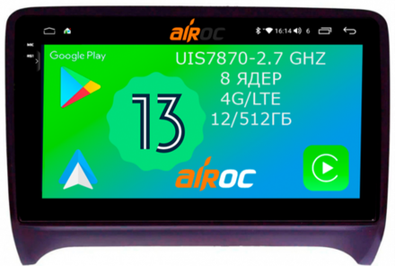 Магнитола для AUDI TT 2006-2014 (8J) - Airoc 2K AU-3606 на Android 13, TS20, 12/512Гб, SIM-слот