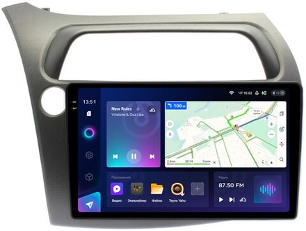 Магнитола для Honda Civic 8 хэтчбэк 2006-2011 левый руль - Teyes CC3-2K монитор 9.5" 2K QLED на Android 10, ТОП процессор, CarPlay, 4G SIM-слот