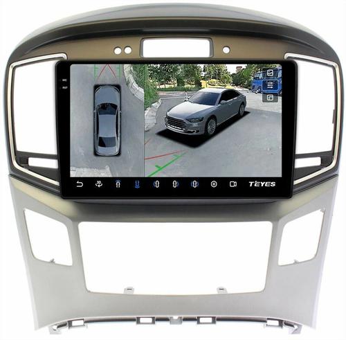 Магнитола для Hyundai H1, Grand Starex 2015-2022 (ШГУ монохром, авто с часами) - Teyes CC3-2K-360 монитор 9.5" 2K QLED на Android 10, 6Гб+128Гб, CarPlay, 4G SIM-слот, 4 камеры в комплекте