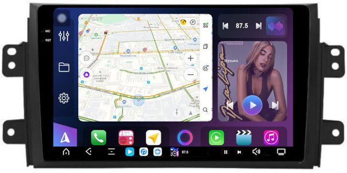 Магнитола для Suzuki SX4 1 2006-2014 - FarCar XXL124M монитор 9.5" 2K QLED на Android 14, TS20, 8+256Гб, CarPlay, 4G SIM-слот