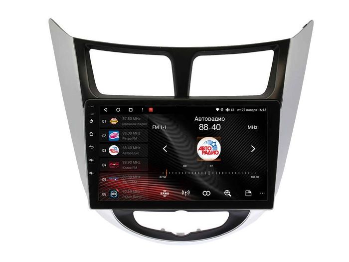 Магнитола для Hyundai Solaris (рамка серебристо-черная) 2010-2016 - Vaycar VA23-0067 на Android 13, 4G SIM-слот