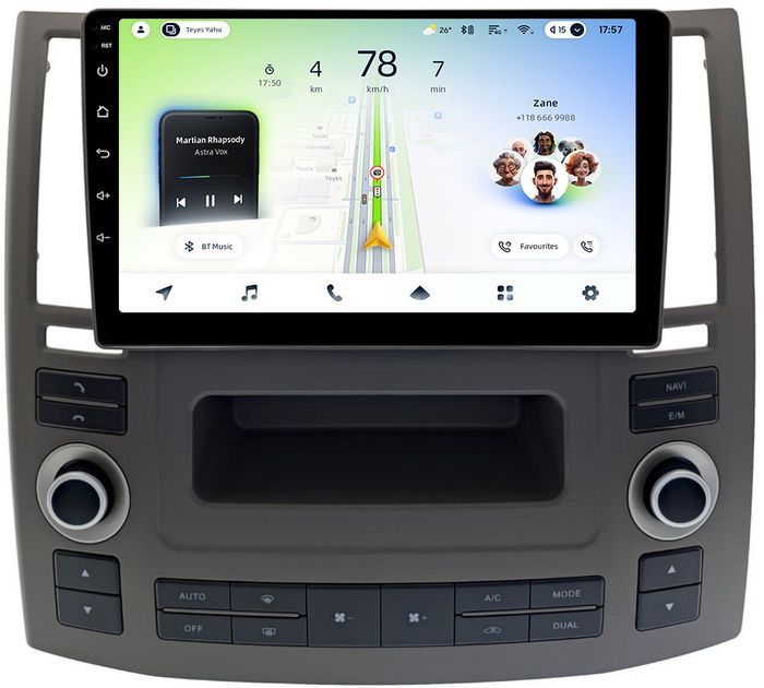 Магнитола для Infiniti FX35, FX45 S50 2006-2008 - Teyes CC4L монитор 9" IPS на Android 14, Быстрая, Snapdragon 662, CarPlay, 4G SIM-слот