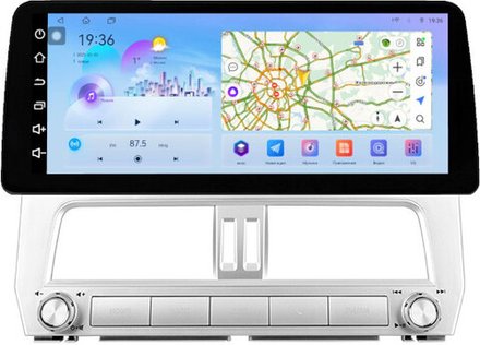 Магнитола для Toyota Land Cruiser Prado 150 2017-2019 (поддержка 360, рамка LUX) - FarCar монитор 12.3" 2K QLED на Android 14, TS10, CarPlay, 4G SIM-слот
