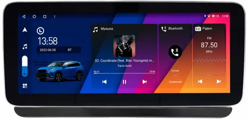 Магнитола для Toyota Corolla E210 2019-2024+, Corolla Cross - Canbox H-Line 2030 монитор 12.3" QLED в стиле MERCEDES на Android 10, Быстрая, ТОП-процессор, CarPlay, 4G SIM-слот