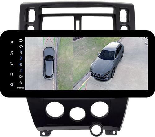 Магнитола для Hyundai Tucson 1 2004-2009 (рамка черная) - Teyes LUX ONE 360 монитор 12.3" 2K QLED на Android 10, 6/128Гб, CarPlay, 4G SIM-слот, 4 камеры в комплекте