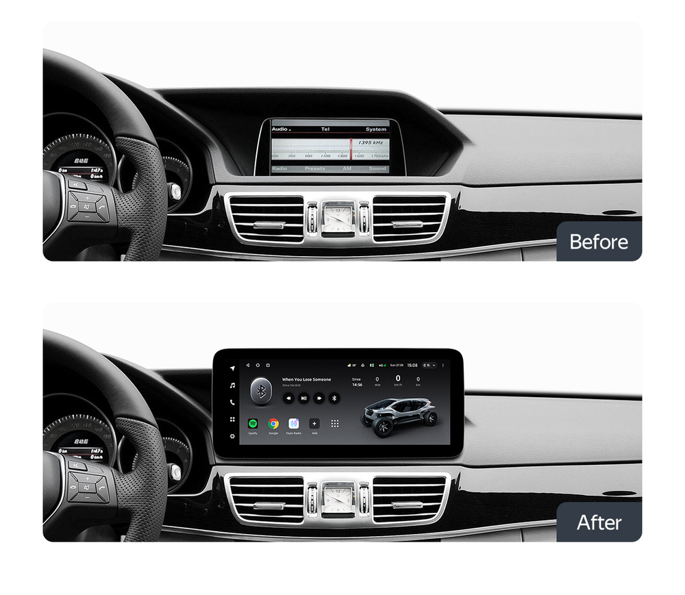 Магнитола для Mercedes-Benz E-класс W212 (седан) 2009-2015 - Canbox H-Line 0680 монитор 12.3" QLED в стиле MERCEDES на Android 10, ТОП-процессор, CarPlay, 4G SIM-слот
