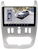 Магнитола для Renault Logan/Sandero 1 2009-2014 - FarCar BX752M-360 монитор 9.5" 2K QLED на Android 13, Быстрая, CarPlay, 4G SIM-слот, 4 камеры в комплекте
