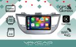 Магнитола для Hyundai Tucson 2016-2018 (рамка серебро) - Vaycar VA23-0546 на Android 13, 8-ядер, 4G SIM-слот