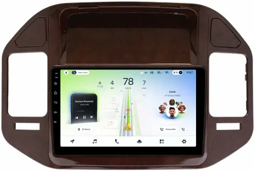 Магнитола для Mitsubishi Pajero 3, Montero 3 1999-2006 (рамка дерево) - Teyes CC4L монитор 9" IPS на Android 14, Быстрая, Snapdragon 662, CarPlay, 4G SIM-слот
