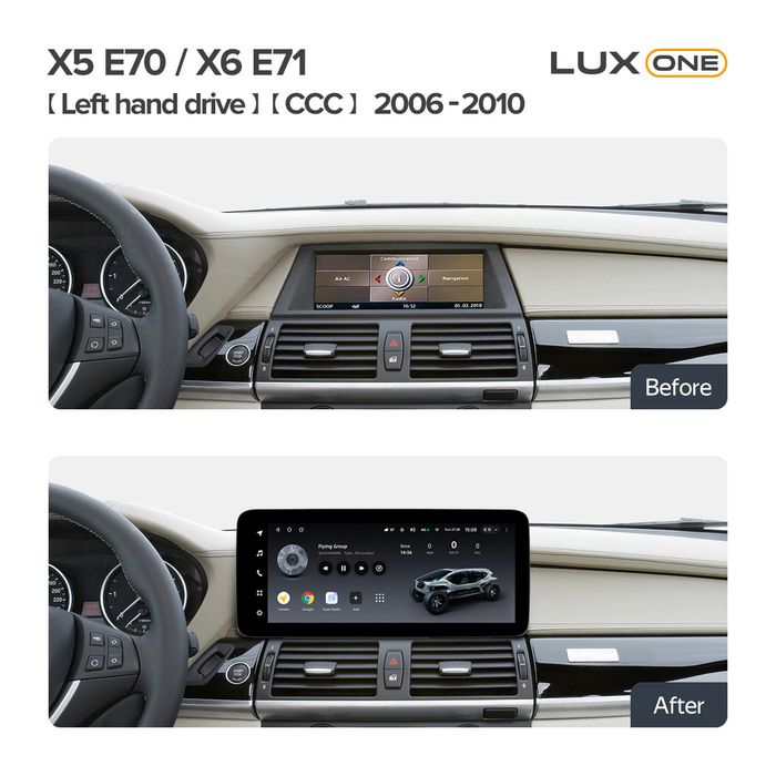 Магнитола для BMW X5 E70, X6 E71 2006-2009 CCC - Teyes LUX ONE ROUND монитор 12.3" 2K QLED на Android 10, CarPlay, 4G SIM-слот