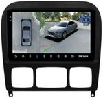 Магнитола для Mercedes-Benz S W220 1998-2005 (без штатного усилителя, рамка черная) - Teyes CC3-2K-360 монитор 9.5" 2K QLED на Android 10, Быстрая, CarPlay, 4G SIM-слот, 4 камеры в комплекте