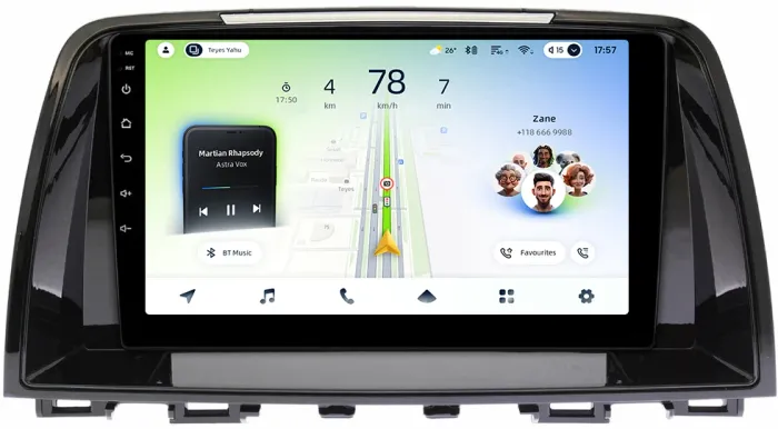 Магнитола для Mazda 6 GJ 2012-2014 - Teyes CC4L монитор 9" IPS на Android 14, Быстрая, Snapdragon 662, CarPlay, 4G SIM-слот