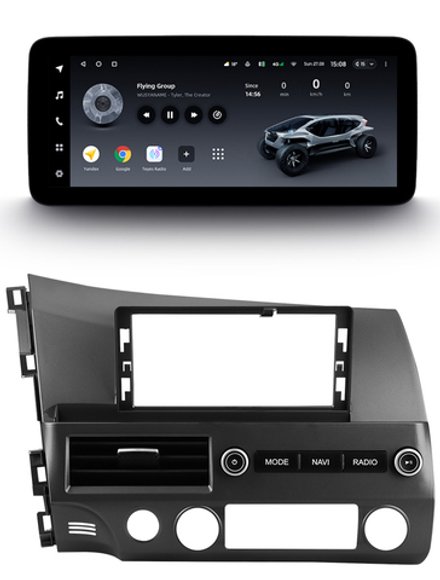 Магнитола для Honda Civic 8 4d 2005-2012 (левый руль) - Teyes LUX ONE ROUND монитор 12.3" 2K QLED на Android 10, ТОП процессор, CarPlay, 4G SIM-слот