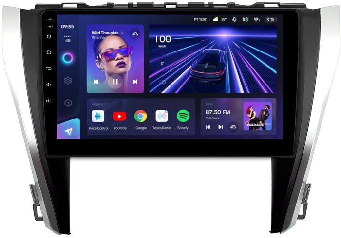 Магнитола для Toyota Camry 55 2014-2018 (рамка серебристо-черная) - Teyes CC3L на Android 10, 8-ядер, CarPlay, 4G SIM-слот