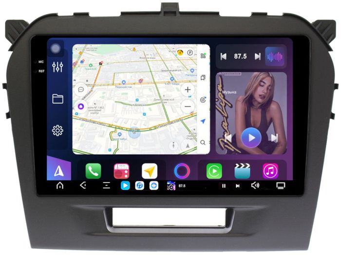 Магнитола для Suzuki Vitara 2015+ - FarCar XXL212/571M монитор 9.5" 2K QLED на Android 14, TS20, 8+256Гб, CarPlay, 4G SIM-слот