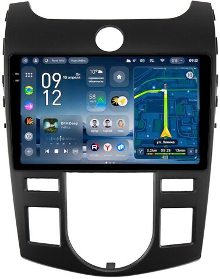 Магнитола для KIA Cerato 2 2008-2013 (климат, рамка черная) - Teyes CC4-PRO монитор 9.5" 2K QLED на Android 13, Snapdragon 778G, ИИ, CarPlay, DSP, 4G SIM-слот