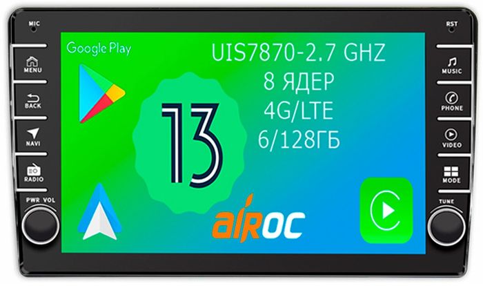 Магнитола для Hyundai H1 / Grand Starex 2007-2015 - Airoc AB-2007 (кнопки и крутилки), Android 13, Быстрая, SIM-слот, CarPlay