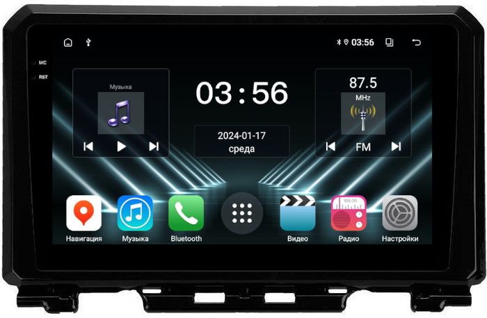 Магнитола для Suzuki Jimny 4 2019+ - FarCar DX3071M монитор 9.5" IPS на Android 13, 4+64Гб, CarPlay
