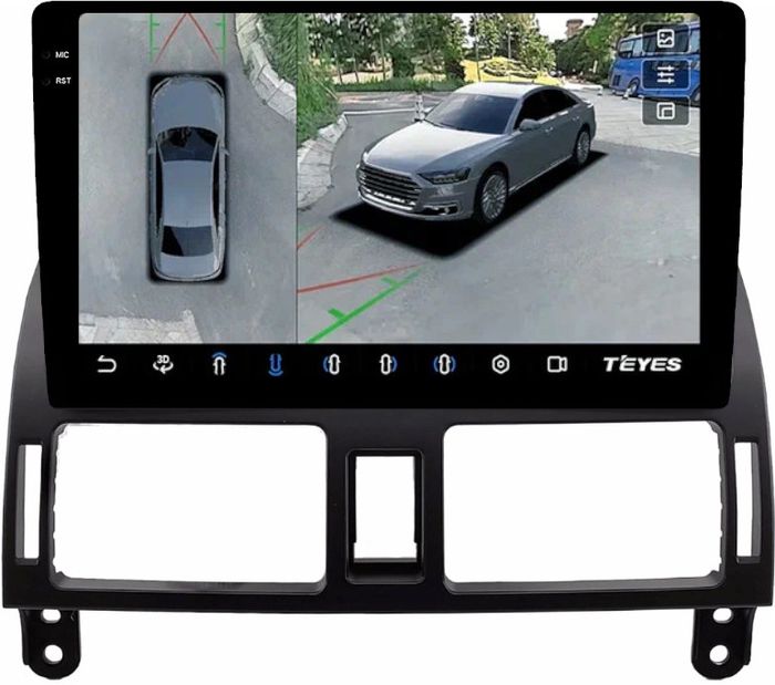 Магнитола для Toyota Avensis T250 2003-2009 (рамка наверх) - Teyes CC3-2K-360 монитор 13" 2K QLED на Android 10, Быстрая, CarPlay, 4G SIM-слот, 4 камеры в комплекте