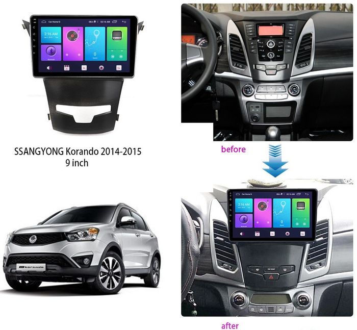 Магнитола для SsangYong Actyon II 2013-2021 - Kuberg SF-9082 (кнопки и крутилки), Android 12, TS10,  CarPlay, 4G SIM-слот