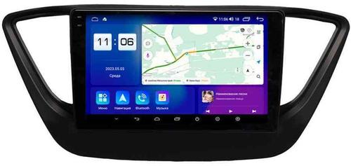 Магнитола для Hyundai Solaris 2 2017-2022, Solaris HS 2024+ (рамка черная) - Parafar PF766T2RN2K на Android 13, QLED+2K, ТОП процессор, 4Гб+32Гб, CarPlay, 4G SIM-слот