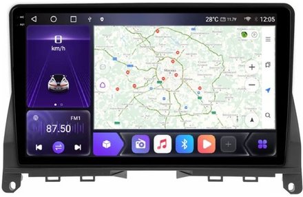 Магнитола для Mercedes-Benz C-класс W204 2007-2011 - Kuberg OL-9947 QLed+2K, Android 12, TS10, CarPlay, 4G SIM-слот