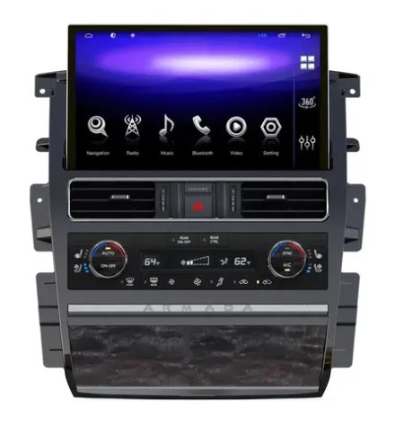 Магнитола для Nissan Patrol Y62, Infiniti QX80, QX56 2010-2019 (поддержка Bose, 360 и мониторов) - Kuberg KP-N1301 монитор 13.3" на Android 10, 6/128Гб, CarPlay, 4G SIM-слот