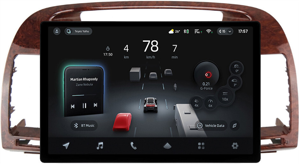 Магнитола для Toyota Camry 30 2001-2006 (рамка дерево 1) - Teyes CC4-PRO монитор 13" 2K QLED на Android 13, Snapdragon 778G, ИИ, CarPlay, DSP, 4G SIM-слот