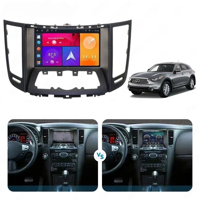 Магнитола для Infiniti QX70, FX35 (S51), FX37, FX30d, FX50 2008-2016 (Поддержка Bose и 360) - Kuberg KP-9828-4 (чёрная) IPS, Android 10, 8 ядер (TS18), 4G SIM-слот