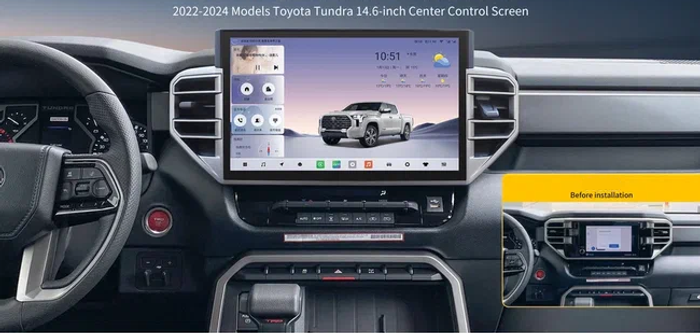 Магнитола для Toyota Tundra 2022+ - Kuberg на Android 13,экран 14.6", Быстрая, 4G SIM-слот, CarPlay