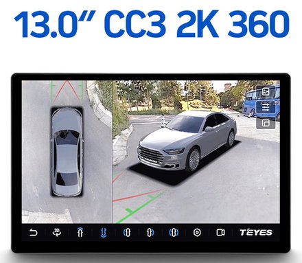 Магнитола для Nissan Qashqai 2014-2022 (кондиционер) - Teyes CC3-2K-360 монитор 13" 2K QLED на Android 10, 6Гб+128Гб, CarPlay, 4G SIM-слот, 4 камеры в комплекте