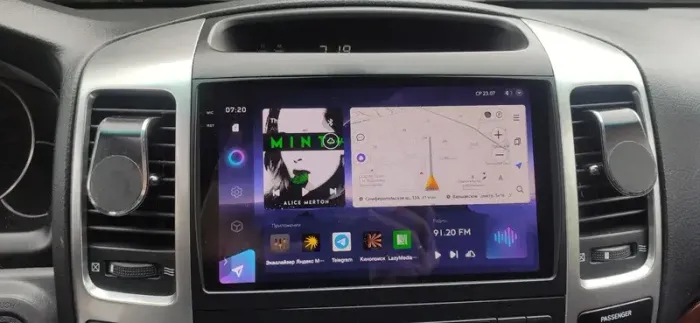 Магнитола для Toyota Land Cruiser Prado 120, Lexus GX470 (экран климата внизу) - FarCar XXL456M монитор 9.5" 2K QLED на Android 14, TS20, 8+256Гб, CarPlay, 4G SIM-слот