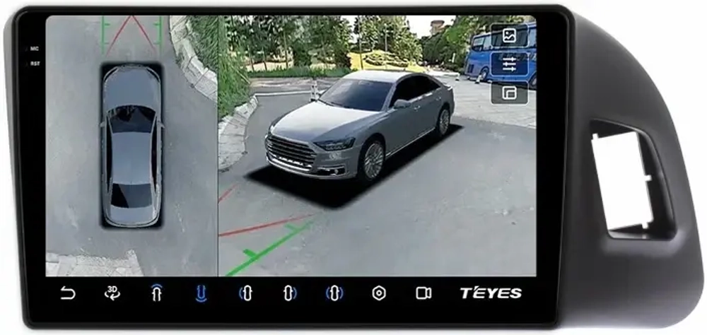 Магнитола для Audi Q5 8R 2008-2016 с джойстиком MMI - Teyes CC3-2K-360 монитор 9.5" 2K QLED на Android 10, 6Гб+128Гб, CarPlay, 4G SIM-слот, 4 камеры в комплекте