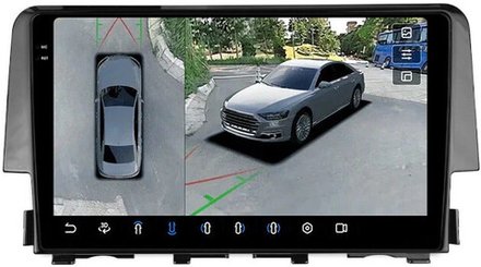 Магнитола для Honda Civic 10 2015-2021 - FarCar BX3232M-360 монитор 9.5" 2K QLED на Android 13, 6Гб+128Гб, CarPlay, 4G SIM-слот, 4 камеры в комплекте