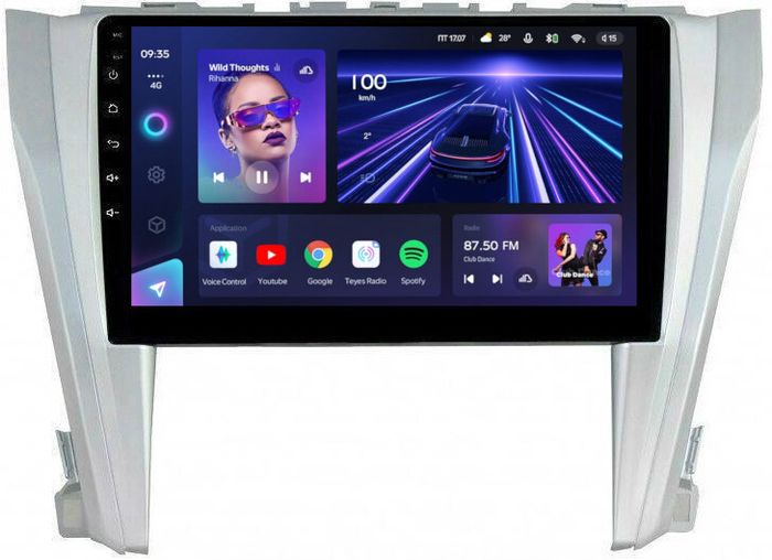 Магнитола для Toyota Camry 55 2014-2018 (рамка серебро) - Teyes CC3 Android 10, Быстрая, CarPlay, SIM-слот