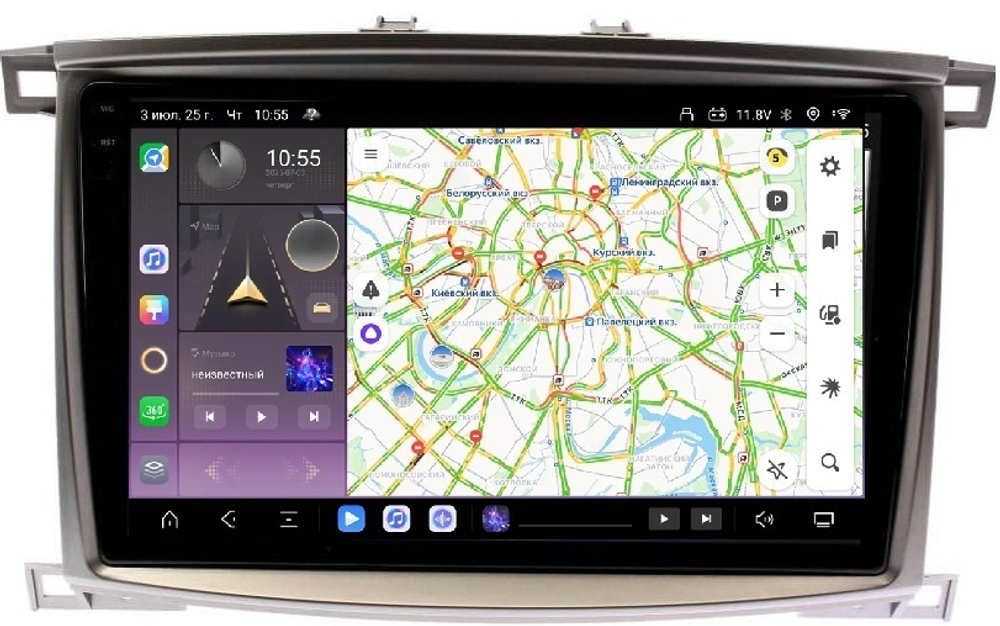 Магнитола для Toyota Land Cruiser 100, Lexus LX470 2002-2007 (экран климата снизу) - Kuberg OL-1698 QLed+2K, Android 13, TS20, CarPlay, 4G SIM-слот