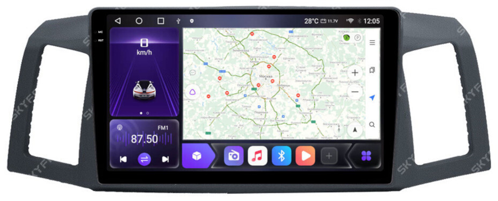 Магнитола для Jeep Grand Cherokee 2004-2007 - Kuberg SF-9253 QLed+2K, Android 12, TS10,  CarPlay, 4G SIM-слот