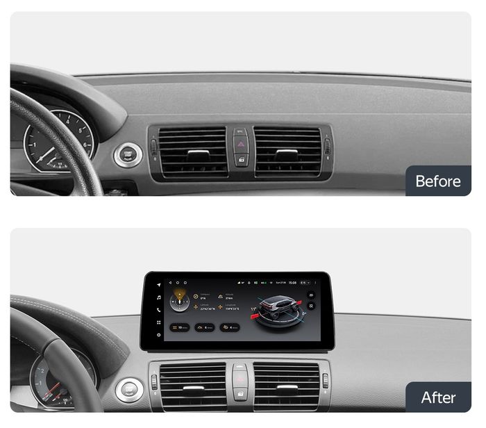 Магнитола для BMW 1-серия E87, E81, E82 2004-2011 (врезка наверх, CIC) - Kuberg OL-3031 монитор 12.3" в стиле BMW на Android 11, 8+128Гб, CarPlay, 4G SIM-слот