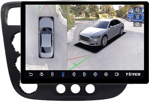 Магнитола для Honda Civic 7 2001-2005 левый руль - Teyes CC3-2K-360 монитор 13" 2K QLED на Android 10, 6Гб+128Гб, CarPlay, 4G SIM-слот, 4 камеры в комплекте