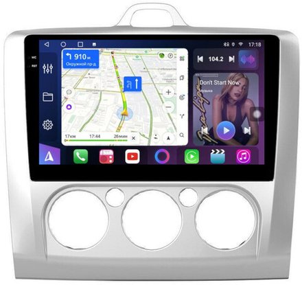 Магнитола для Ford Focus 2 2004-2011 (кондиционер) - FarCar 003M монитор 9.5" QLED на Android 14, TS18, CarPlay, 4G SIM-слот