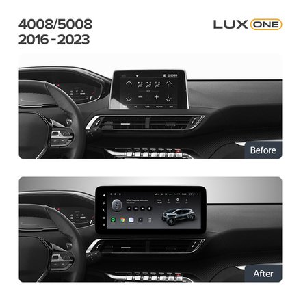 Магнитола для Peugeot 3008, 4008, 5008 2016-2024 - Teyes LUX ONE 360 монитор 12.3" 2K QLED на Android 10, CarPlay, 4G SIM-слот, 6/128 ГБ, 4 камеры в комплекте