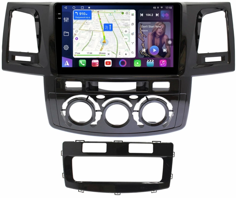 Магнитола для Toyota HiLux 7 2011-2015 - FarCar BM143M монитор 9.5" QLED на Android 14, TS10, 4+32Гб, CarPlay, 4G SIM-слот