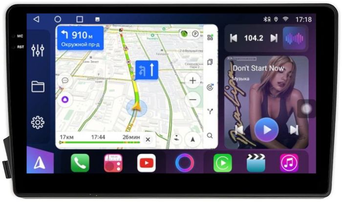 Магнитола для SsangYong Actyon 1 2005-2010, Kyron, Actyon Sports 2006-2016 - FarCar S500-TS10 монитор 9.5" QLED на Android 14, Быстрая, CarPlay, 4G SIM-слот