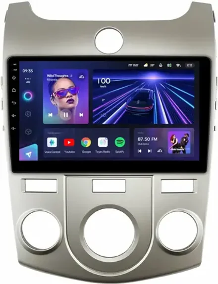 Магнитола для KIA Cerato 2 2008-2013 (кондиционер, рамка серебро) - Teyes CC3 на Android 10, QLED, ТОП процессор, 4Гб+32Гб, CarPlay, 4G SIM-слот