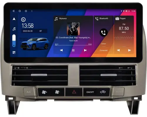 Магнитола для Lexus RX 2003-2009, Toyota Harrier XU30 2003-2013 (цветной экран) - Canbox H-Line 0006 монитор 12.3" QLED в стиле Audi на Android 10, ТОП-процессор, CarPlay, 4G SIM-слот