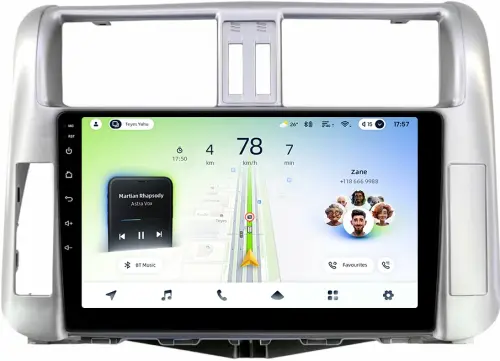 Магнитола для Toyota Land Cruiser Prado 150 2009-2013 (рамка серебро) - Teyes CC4L монитор 9" IPS на Android 14, Snapdragon 662, CarPlay, 4G SIM-слот