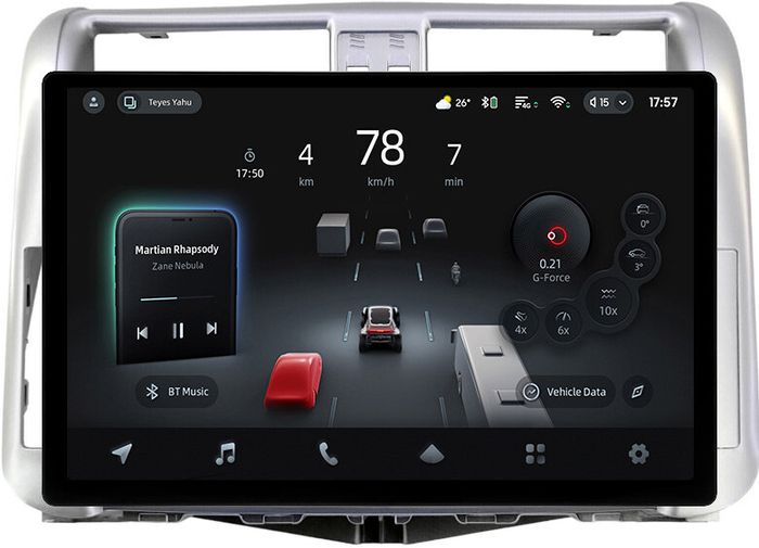 Магнитола для Toyota Land Cruiser Prado 150 2009-2013 (рамка серебро) - Teyes CC4-PRO монитор 13" 2K QLED на Android 13, Snapdragon 778G, ИИ, CarPlay, DSP, 4G SIM-слот