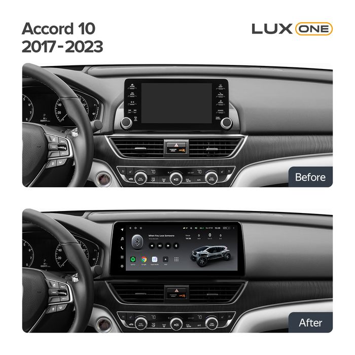 Магнитола для Honda Accord 10 (CV) 2017-2023 (поддержка 360) - Teyes LUX ONE монитор 12.3" 2K QLED на Android 10, CarPlay, 4G SIM-слот, 6/128ГБ