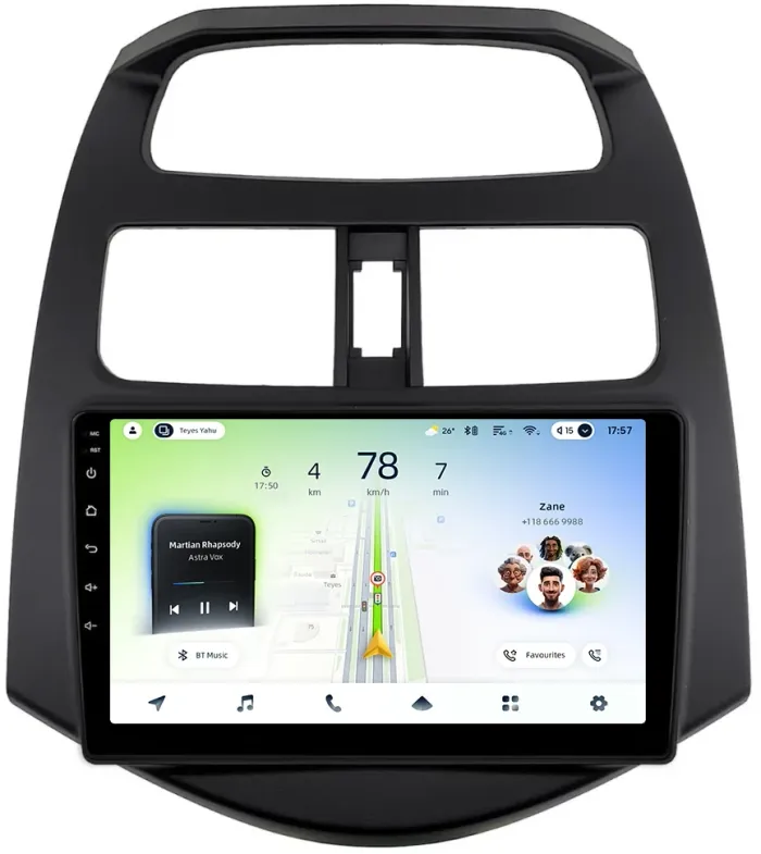 Магнитола для Chevrolet Spark M300 2009-2022, Ravon R2 (рамка матовая) - Teyes CC4L монитор 9" IPS на Android 14, Быстрая, Snapdragon 662, CarPlay, 4G SIM-слот