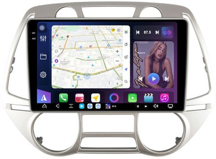 Магнитола для Hyundai i20 2009-2012 (климат) - FarCar GX3244M монитор 9.5" 2K QLED на Android 14, TS20, 6+128Гб, CarPlay, 4G SIM-слот